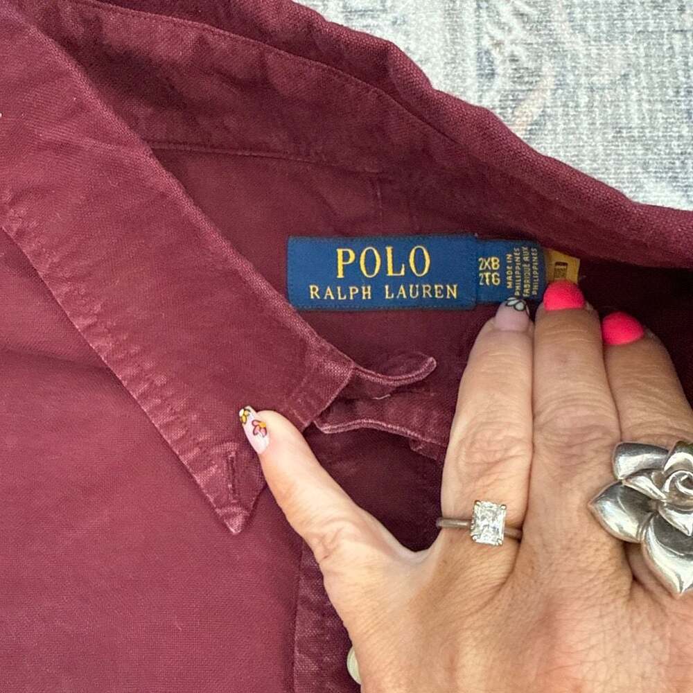 Polo Ralph Lauren Burgundy Long Sleeve Button Down Shirt Size 2XB
